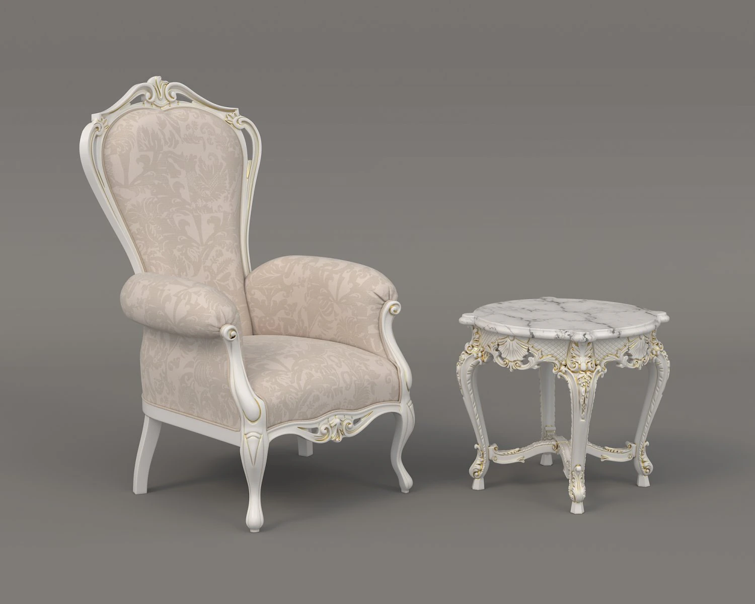 Classic Coffee Table and Armchairs 19 3D Model .c4d .max .obj .3ds .fbx .stl .blend 