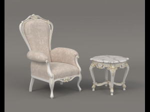 Classic Coffee Table and Armchairs 19 3D Model