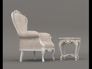 Classic Coffee Table and Armchairs 19 3D 모델