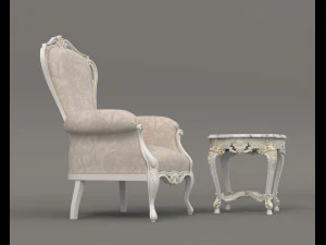 Classic Coffee Table and Armchairs 19 3D Model