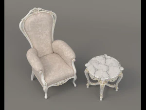 Classic Coffee Table and Armchairs 19 3D Model