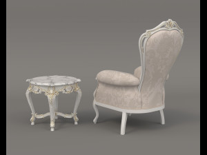 Classic Coffee Table and Armchairs 19 3D 모델