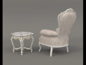 Classic Coffee Table and Armchairs 19 3D Model