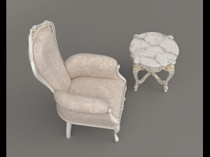Classic Coffee Table and Armchairs 19 3D 모델