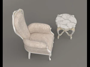Classic Coffee Table and Armchairs 19 3D Model
