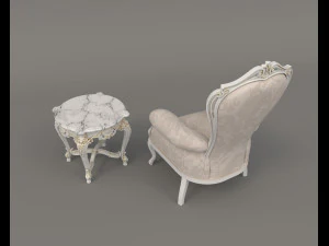 Classic Coffee Table and Armchairs 19 3D Model