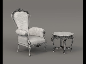 Classic Coffee Table and Armchairs 19 3D 모델