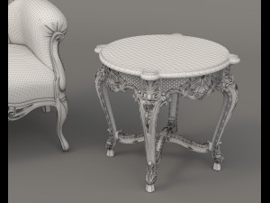 Classic Coffee Table and Armchairs 19 3D 모델