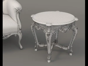 Classic Coffee Table and Armchairs 19 3D Model