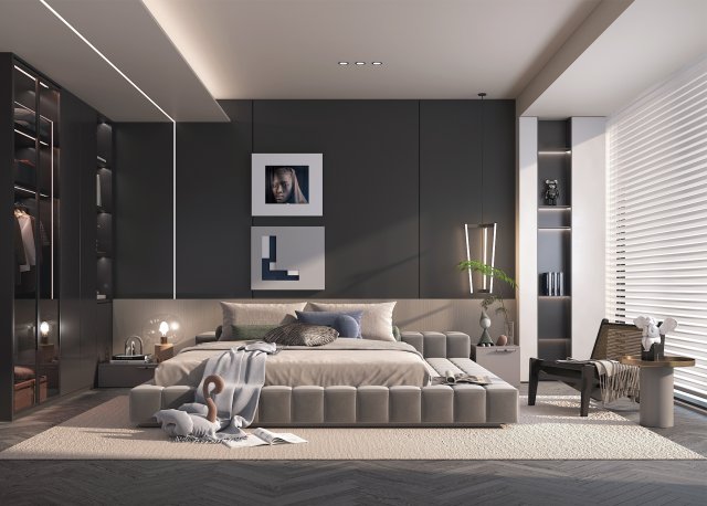 Modern Bedroom Interior Scene 33 Modèle 3D .c4d .max .obj .3ds .fbx .stl .blend 