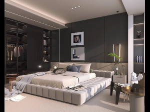 Modern Bedroom Interior Scene 33 Modèle 3D