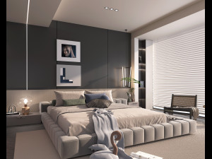 Modern Bedroom Interior Scene 33 Modèle 3D