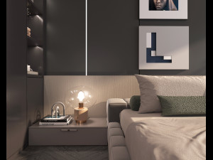 Modern Bedroom Interior Scene 33 Modèle 3D