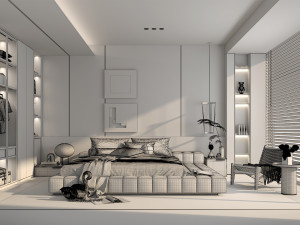 Modern Bedroom Interior Scene 33 Modèle 3D