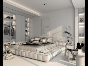 Modern Bedroom Interior Scene 33 Modèle 3D