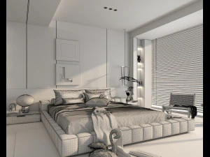 Modern Bedroom Interior Scene 33 3D Model