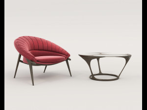 Modern Coffee Table and Armchair 7 3D Model
