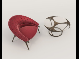 Modern Coffee Table and Armchair 7 3D 모델