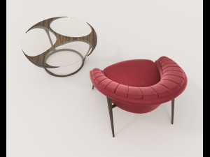 Modern Coffee Table and Armchair 7 3D 모델