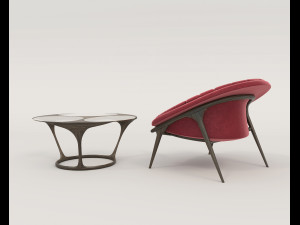 Modern Coffee Table and Armchair 7 3D 모델