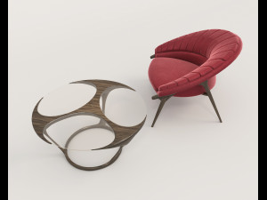 Modern Coffee Table and Armchair 7 3D 모델