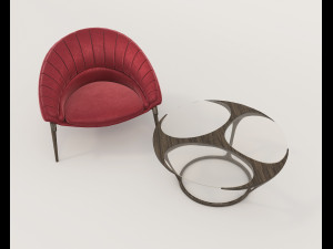 Modern Coffee Table and Armchair 7 3D 모델
