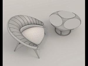 Modern Coffee Table and Armchair 7 3D 모델