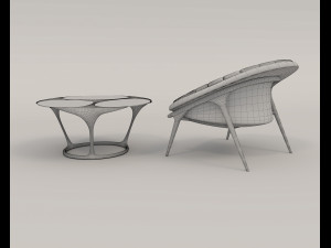 Modern Coffee Table and Armchair 7 3D 모델