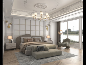 Classic Bedroom Interior Scene Modello 3D