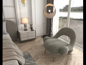 Classic Bedroom Interior Scene 3D Model