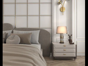 Classic Bedroom Interior Scene 3D Model