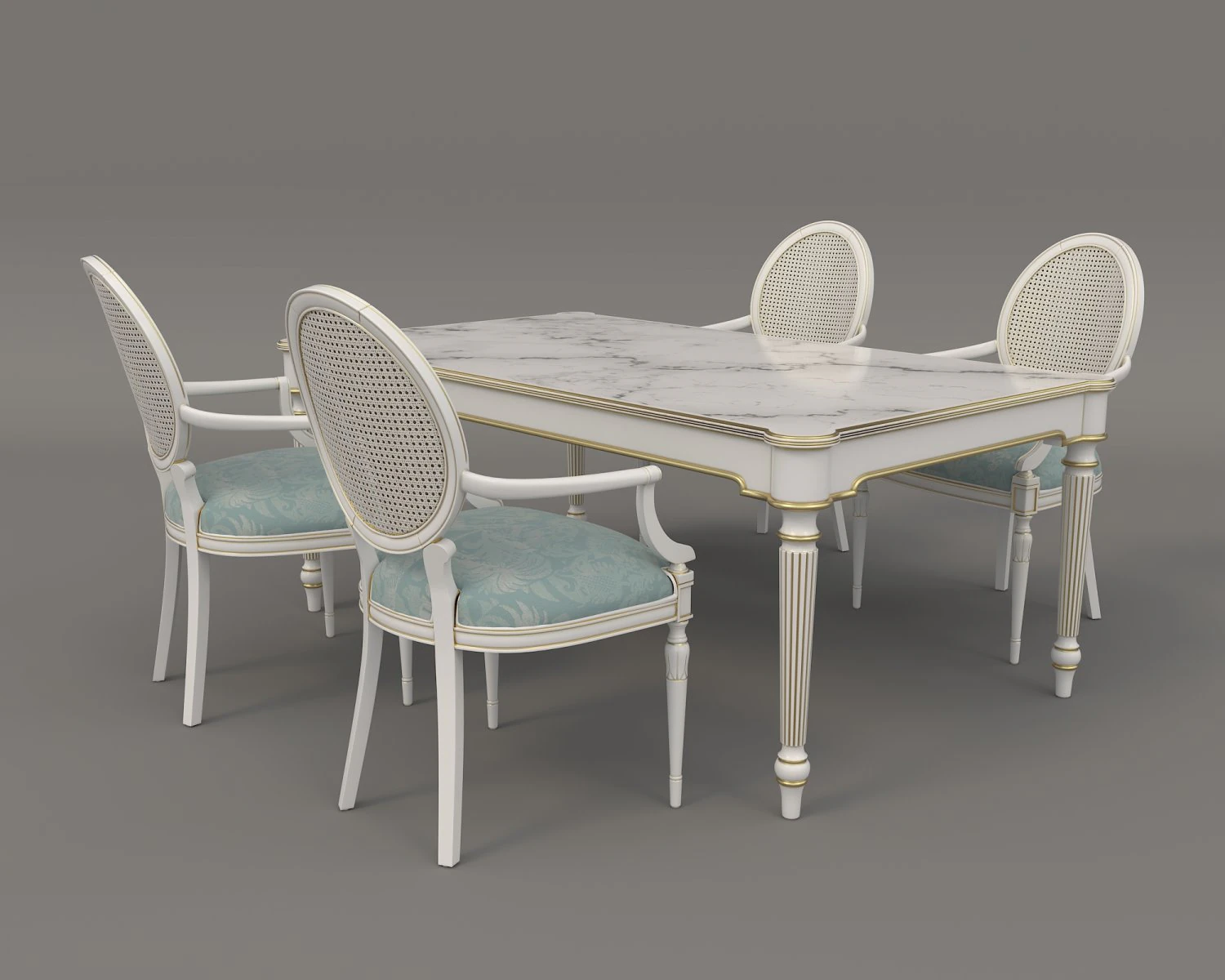 Restaurant Dining Table and Chairs 6 3D Model .c4d .max .obj .3ds .fbx .stl .blend