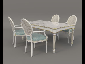Restaurant Dining Table and Chairs 6 3D Model