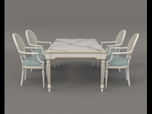 Restaurant Dining Table and Chairs 6 3D 모델