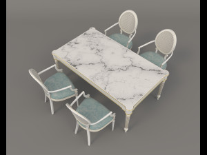 Restaurant Dining Table and Chairs 6 3D 모델