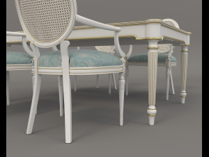Restaurant Dining Table and Chairs 6 3D 모델