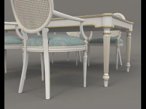 Restaurant Dining Table and Chairs 6 3D Model
