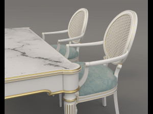 Restaurant Dining Table and Chairs 6 3D 모델