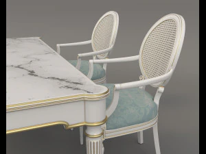 Restaurant Dining Table and Chairs 6 3D Model