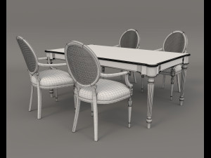 Restaurant Dining Table and Chairs 6 3D 모델