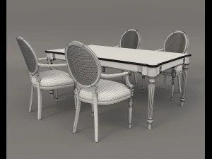 Restaurant Dining Table and Chairs 6 3D Model