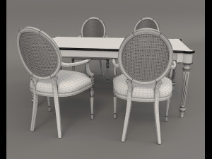 Restaurant Dining Table and Chairs 6 3D 모델