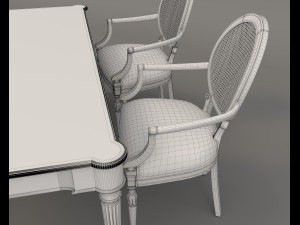 Restaurant Dining Table and Chairs 6 3D 모델