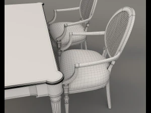 Restaurant Dining Table and Chairs 6 3D Model