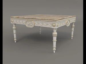 European Style Coffee Table and Armchairs 4 3D Model