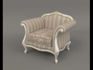 European Style Coffee Table and Armchairs 4 3D Model