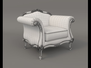 European Style Coffee Table and Armchairs 4 3D 모델