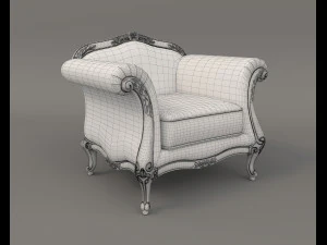 European Style Coffee Table and Armchairs 4 3D Model