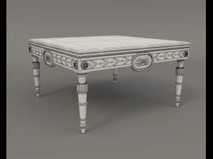 European Style Coffee Table and Armchairs 4 3D Model