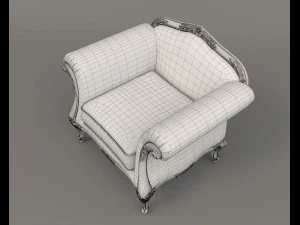 European Style Coffee Table and Armchairs 4 3D Model